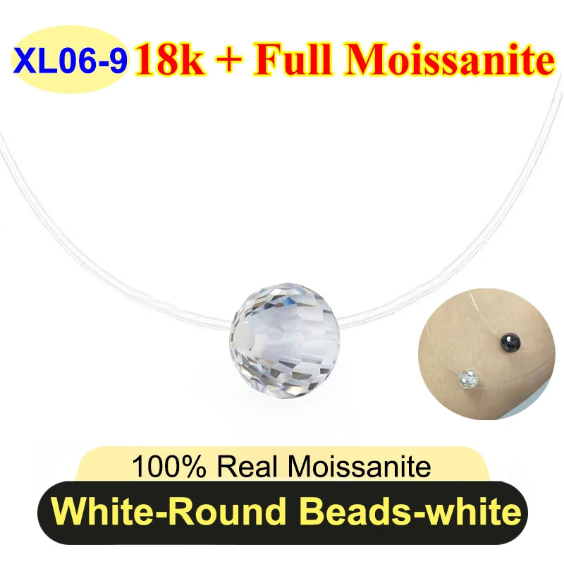 0.5ct-5ct Classic Fish Line Full Moissanite Necklace For Women S925 Silver Plated 18k D Color VVS1 Women's Moissanite Chain Gift