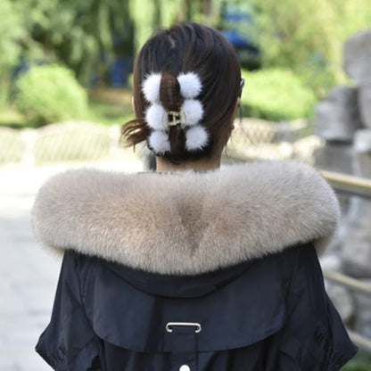 100% Real Fox Fur Collar Winter removable fur Hood Trims Warm Furry Decor Shawls for Coat Parkas Luxury Female fur Scarf