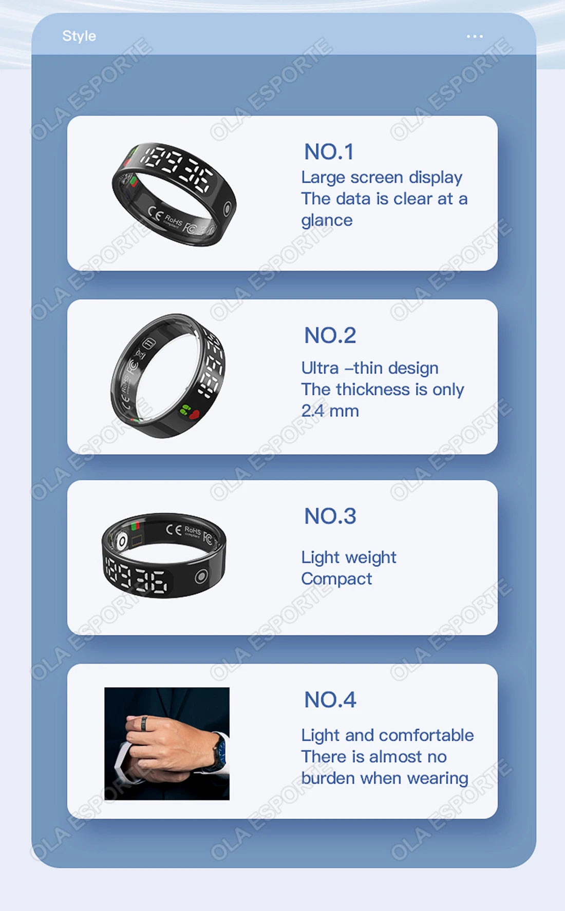 2026 New Sr08 Smart Ring LED Display Screen and Touch, Men Women, Heart Rate Health Monitoring, 5ATM Waterproof Sports Smartring