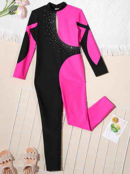 Kids Girls Long Sleeve Gymnastics Leotard Bodysuit Teens Gymnastics Jumpsuit for Girl Children Ballet Dance Costume Dancewear