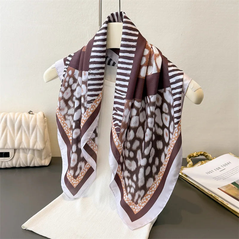 2025 New Paisley Print Silk Scarf for Women Square Hijab Soft Neck Tie Female Fashion Decoration Silk Headscarf 70*70cm Kerchief