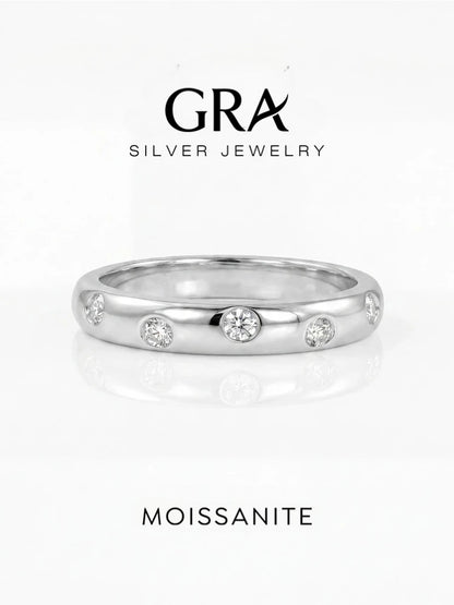 GRA Real Round Moissanite Diamond with Certificate Rings for Women Daily Party Wear 925 Sterling Silver Fine Jewelry