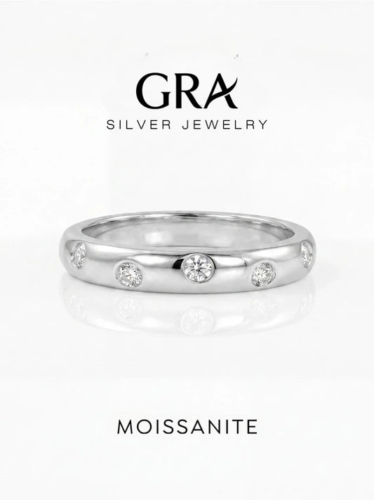 GRA Real Round Moissanite Diamond with Certificate Rings for Women Daily Party Wear 925 Sterling Silver Fine Jewelry