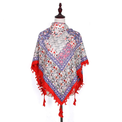 Scarf Winter Women Ladies Bohemian Print Shawl Russian Ethnic Wraps Tassel Scarves Bufanda Mujer Foulard Femme Square