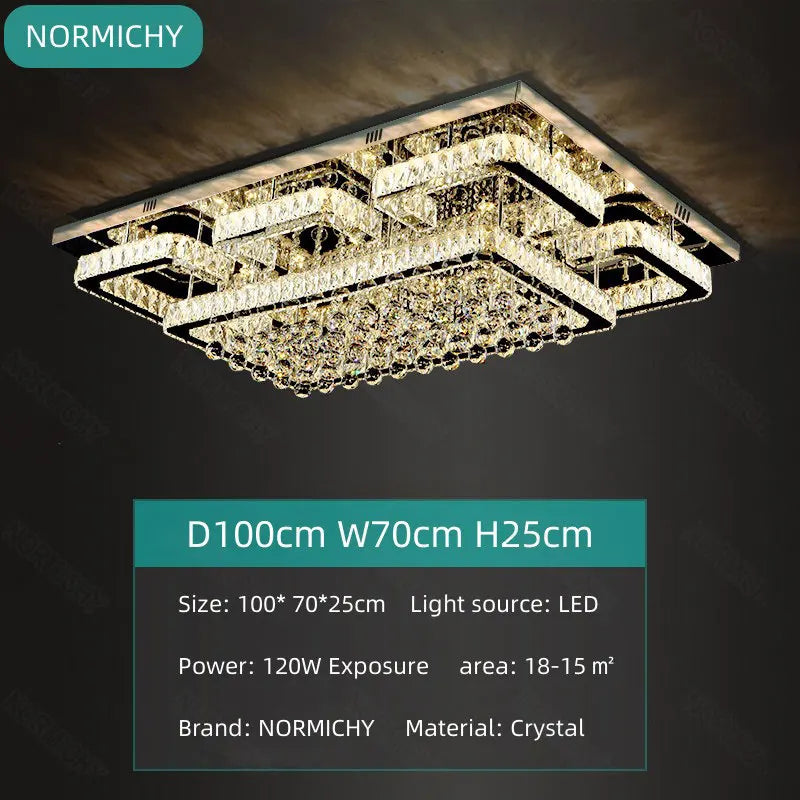 Modern Luxury Crystal LED Chandelier For Living Room Bedroom Dining Room Kitchen Ceiling Lamp Silver Chrome Remote Control Light