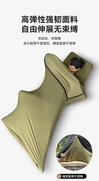 HIKEMAN Ultralight Portable Camping Sleeping Bag Liner Elastic Envelope Style for Adults Outdoor Hiking Washable Hotel Use