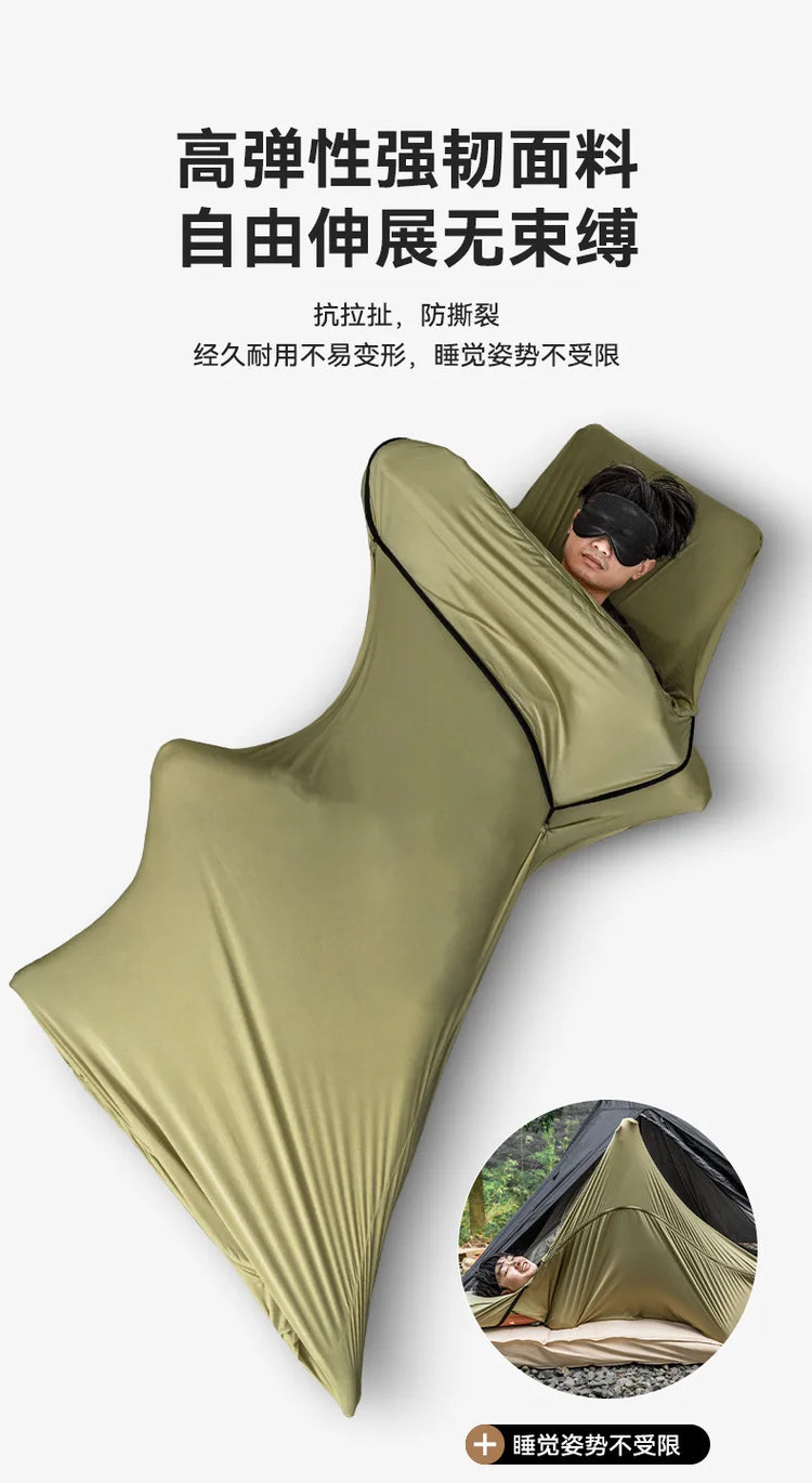 HIKEMAN Ultralight Portable Camping Sleeping Bag Liner Elastic Envelope Style for Adults Outdoor Hiking Washable Hotel Use