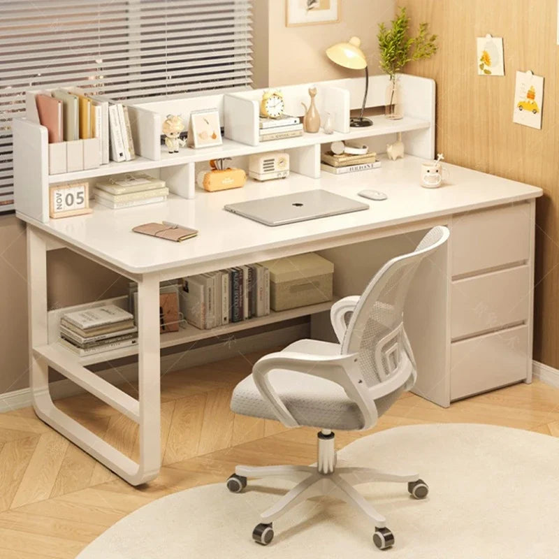 Firm Desk Simple Bookshelf Integrated Learning Desk Multi-purpose Office Computer Table And Chair Factory