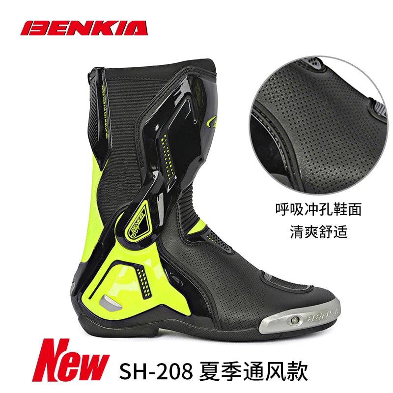 BENKIA CE Certification Motorcycle Botas Professional Track Riding Boots Racing Summer Zapato AntiCollision Off-Road for Rally