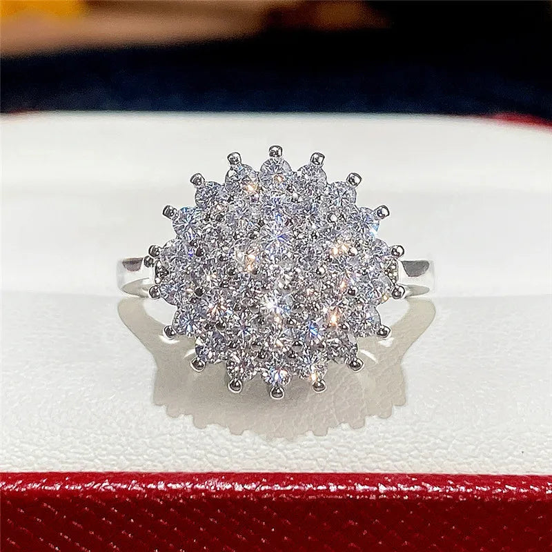 925 Sterling Silver Female Ring New Flower Luxury Inlay AAA CZ High Quality Fashion Wedding Bands Ring Jewelry for Women