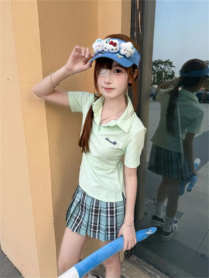 Japanese JK Uniform Polo Shirt and Skirt Suit Spring and Summer Wear Genuine All-match College Style Female Cute Lady Quiet