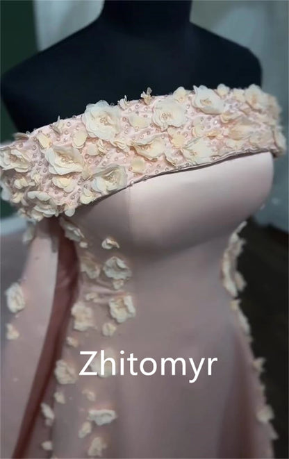 Customized Jiayigong Prom Satin Flower Wedding Party  Gown Strapless Bespoke Occasion  Long Dresses