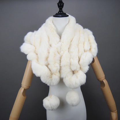 Women Fashion Outdoor Knit 100% Real Rabbit Fur Scarves New Lady Winter Real Rabbit Fur Scarf Natural Warm Soft Rabbit Fur Shawl