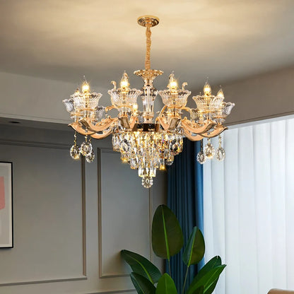 European Style Pendant Lamp Living Room Lamp Crystal Luxurious Atmosphere French Style Restaurant Lamp Duplex Building Lights