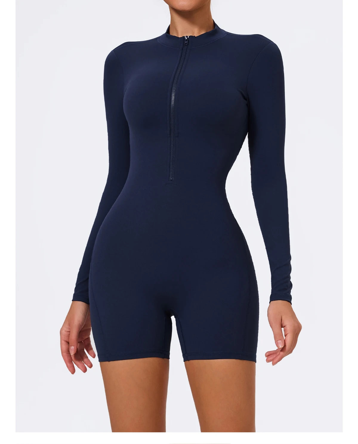 Summer V Back Scrunch One-Piece Suit Push Up Sports Jumpsuit Woman Fitness Zipper Overalls Workout Rompers Women Gym Bodysuits
