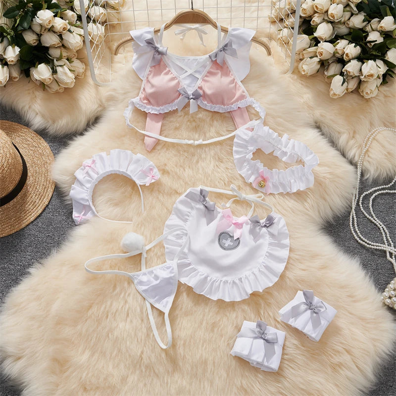 Women Lace Patchwork Velour Strappy Catsuits Fashion One Piece Combination Rompers Erotic Fashion Sexy Bunny Bodysuits Cosplay
