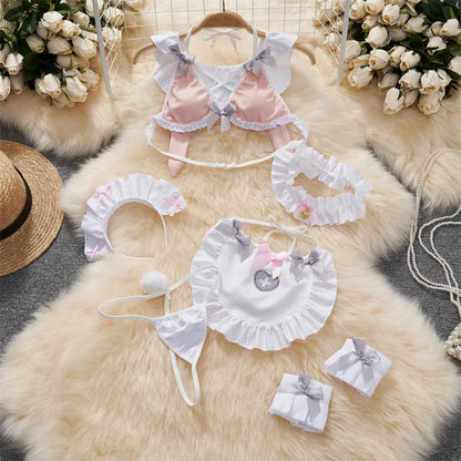 Women Lace Patchwork Velour Strappy Catsuits Fashion One Piece Combination Rompers Erotic Fashion Sexy Bunny Bodysuits Cosplay