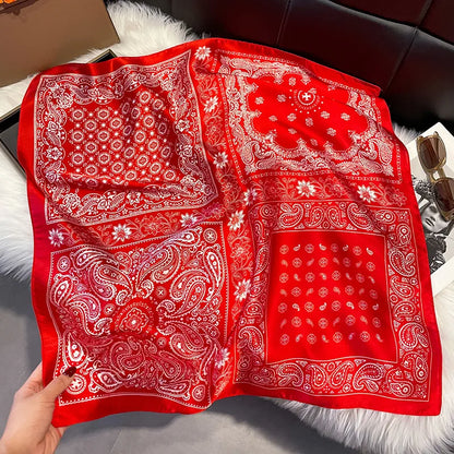 2025 Korean Satin Silk Scarf 70cm Square Women Fashion Shawl Wrap Neckerchief New Elegant