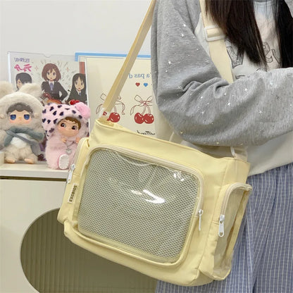Trendy Transparent Crossbody Bag for Girls Large Capacity Shoulder Bags Fashionable School Style Texture and Versatile Ita Bag