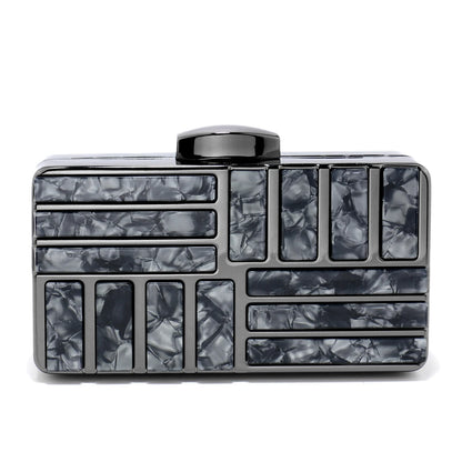 Acrylic Women Clutch Evening Bags Flap Luxury New Arrival Hollow Out Style Glitter Handbags Metal Chain Party Wedding Bridal Pro