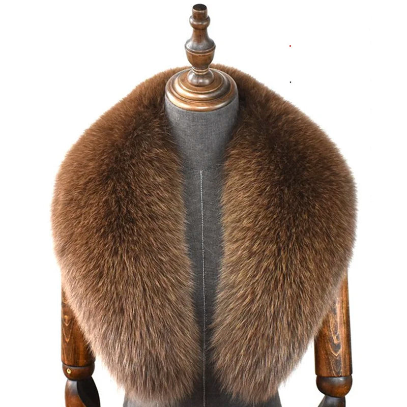 Fox Fur Collar 100% Real Fox Fur Scarf Winter Women Natural Fur Gray Collar Large Size Neck Warmer Fur Scarf Shawls