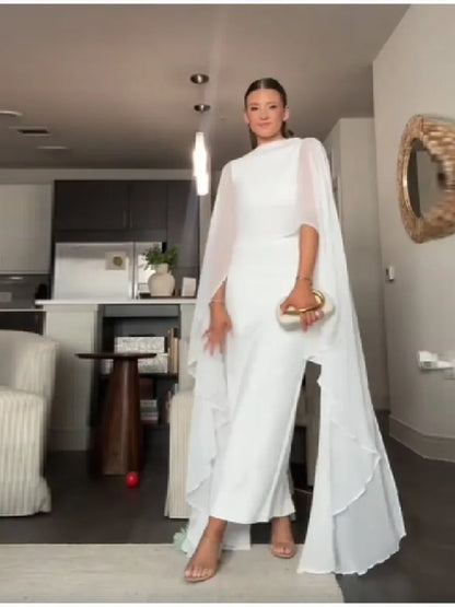 Elegant Shawl Women's Maxi Dress O-neck Sleeveless White Slim Vestido 2026 NEW Summer Classic Evening Party Prom Lady Long Skirt