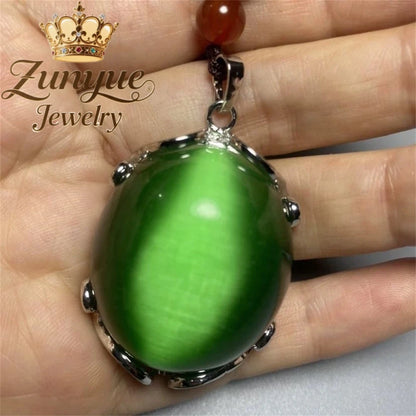 Natural Colorful Cat's Eye Stone Pendant Necklace Elegant Fashion Daily Wear Luxury Quality Fine Jewelry For Women Unisex Gift