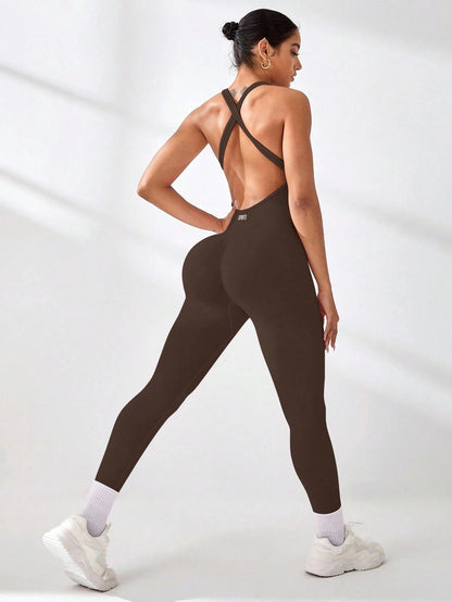 Yoga lady's one-piece suit with crossed back