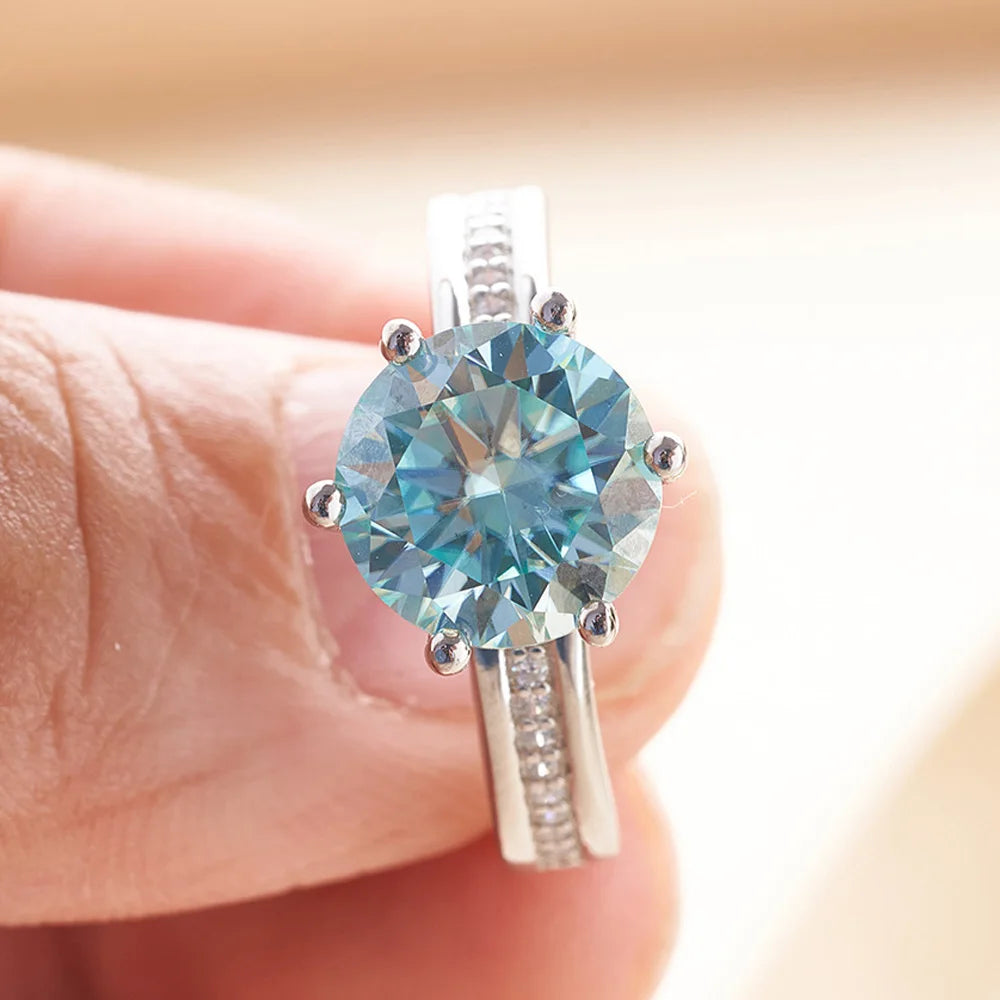 Certified 3CT Colorful Moissanite Engagement Rings for Women D Color Lab Diamond 925 Sterling Silver Luxury Wedding Band Jewelry