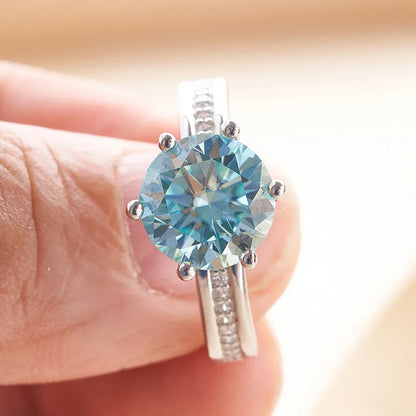 Certified 3CT Colorful Moissanite Engagement Rings for Women D Color Lab Diamond 925 Sterling Silver Luxury Wedding Band Jewelry