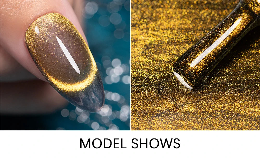 7.5ml Golden Light  Magnetic Gel Golden Gems Magnetic Gel Nail Polish Cat Nail Sparkling Glitter Semi Permanent Varnish