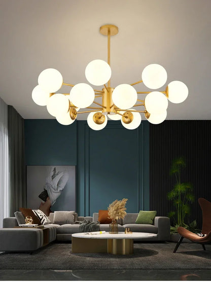 Modern Lustrous Glass Chandelier Ceiling Light Elegant Indoor Lighting for Living Room Dining Room - Luxury Room Decoration