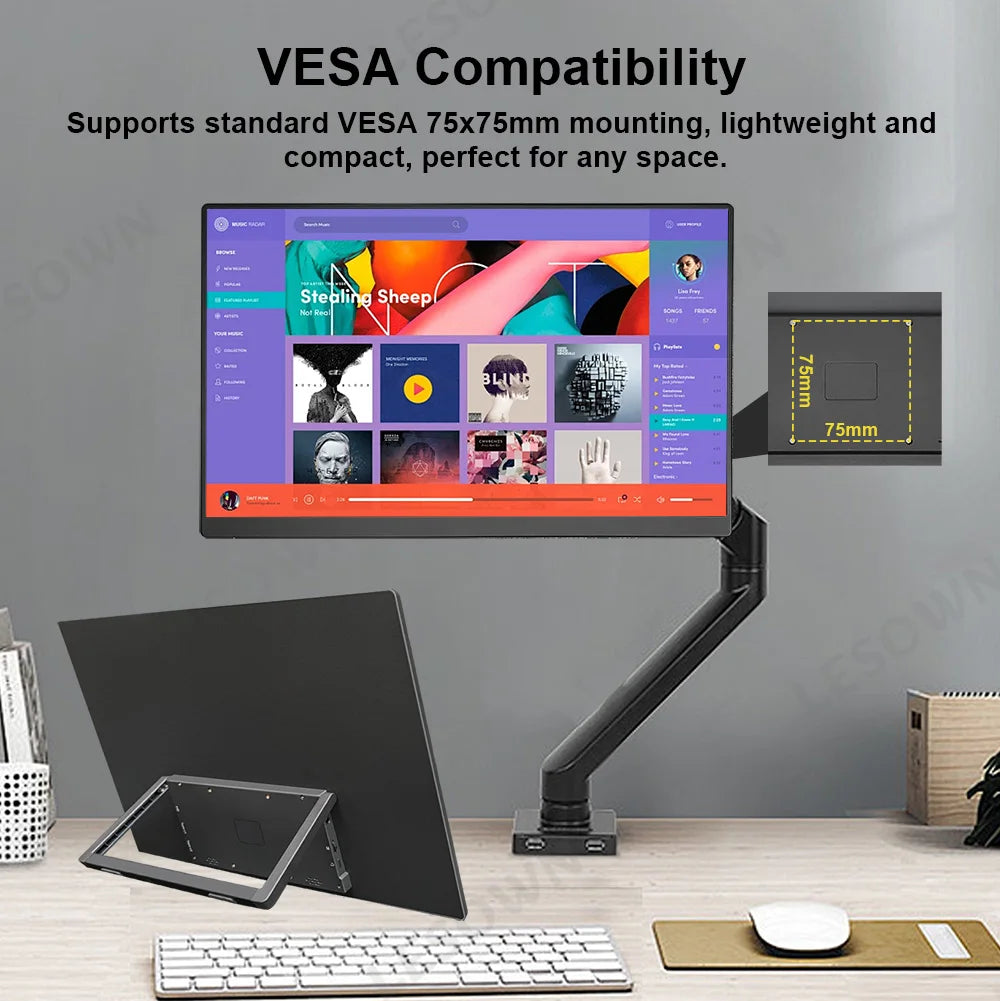 LESOWN 15.6 inch 4K Touchscreen Portable Monitor 1080P IPS USB-C HDMI Gaming Extended Display for Second Screen PS4/ 5 Switch