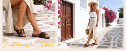 Comwarm Cork Footbed Sandals for Women Genuine Suede Slides Anti-slip Slides Comfortable Fashion Slippers with Adjustable Buckle