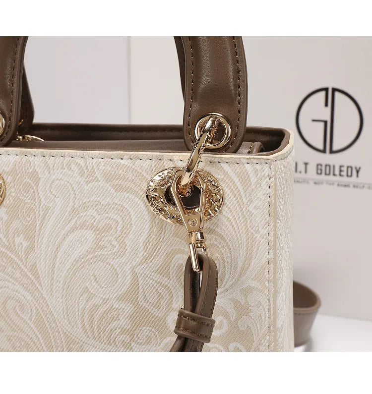 Luxury and Versatile Handheld Square Bag with Delicate Embroidery and High Quality Metal Pendant Women New Fashion Crossbody Bag
