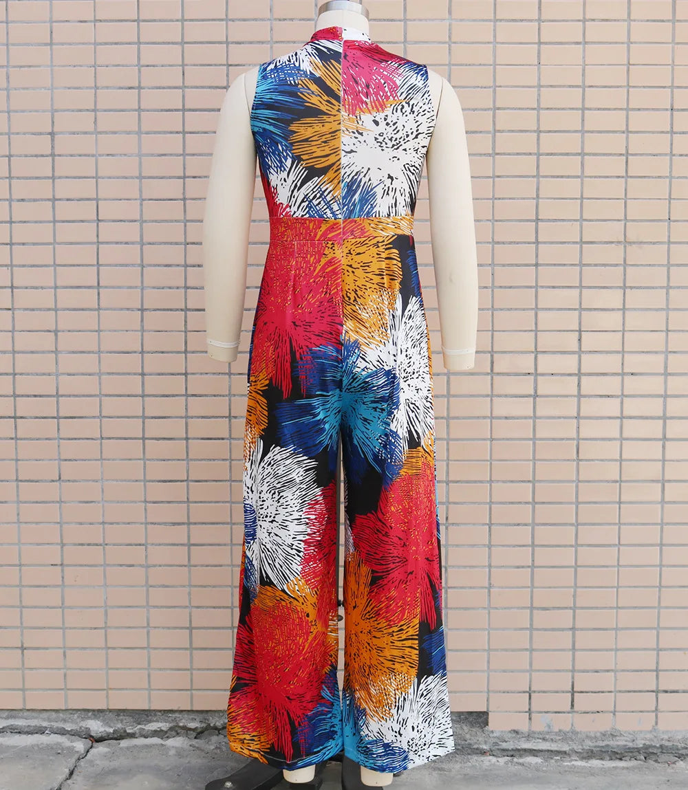 Slim Fitting Printed Sleeveless Women's Jumpsuit 2023 Spring New Casual Pants Rompers
