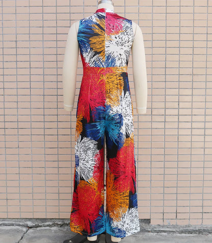Slim Fitting Printed Sleeveless Women's Jumpsuit 2023 Spring New Casual Pants Rompers