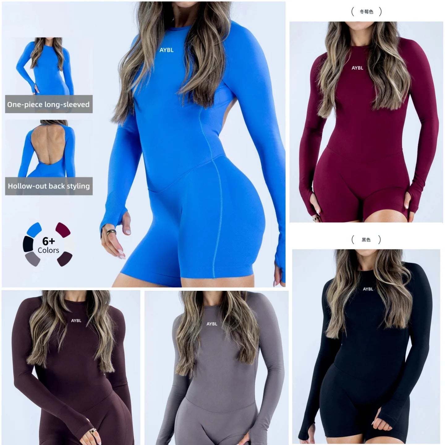 Long Sleeve One Piece Gym Clothes Women Yoga Playsuit Open Back Fitness Workout Jumpsuit Backless Set Siamese Sportswear