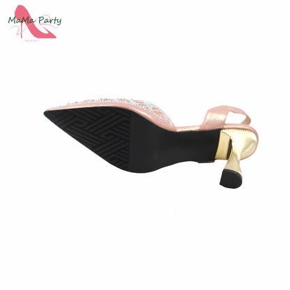 Peach Color New Arrivals Nigerian Women Shoes and Bag Set High Quality Super High Heels for Garden Party