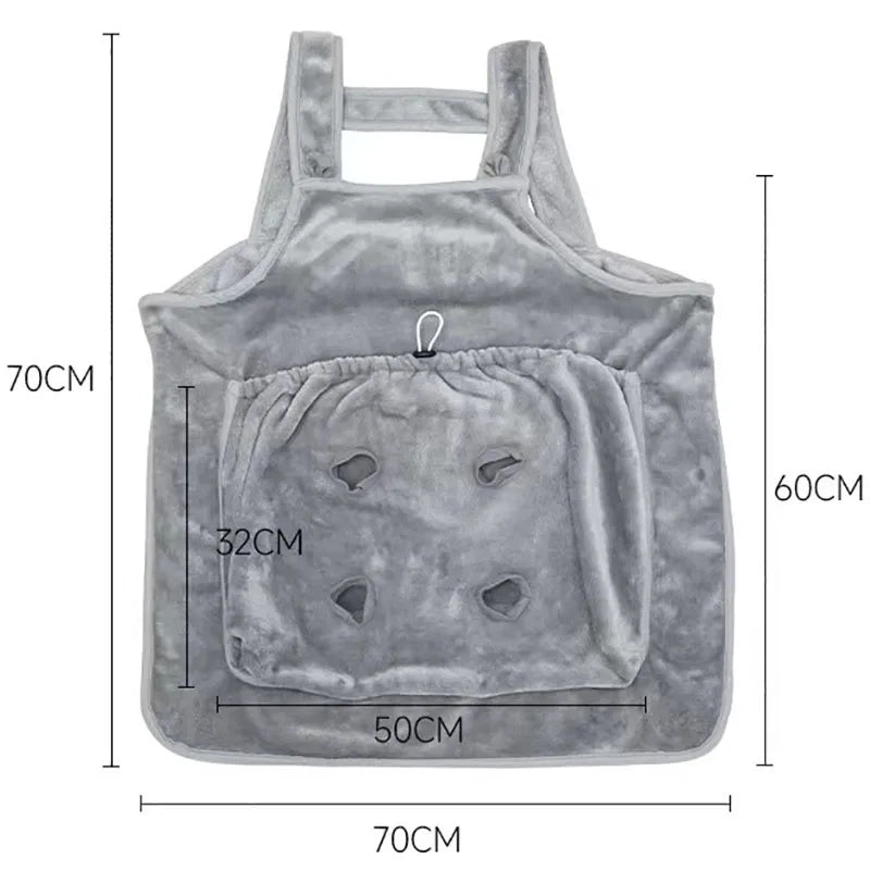 Cat Carrier Apron with Holes Outdoor Travel Small Cat Dogs Hanging Chest Bag Sleeping Pocket Winter Plush Pets Carrier Pouch