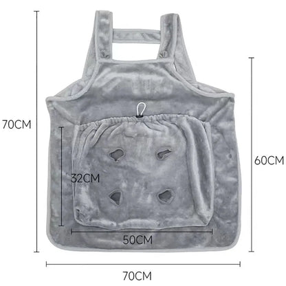 Cat Carrier Apron with Holes Outdoor Travel Small Cat Dogs Hanging Chest Bag Sleeping Pocket Winter Plush Pets Carrier Pouch