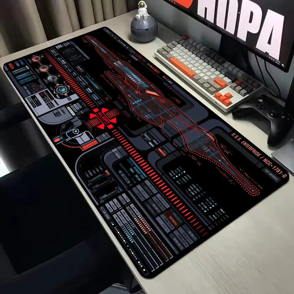 Starship Blueprint Pad Desk Pad Mouse Pad Gamer Computer Cabinet Star Trek Game Office Accessories Keyboard Anime Extended Large