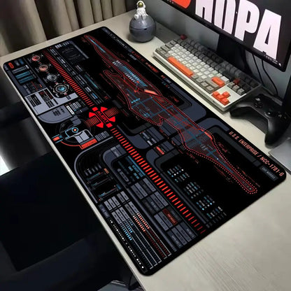 Starship Blueprint Pad Desk Pad Mouse Pad Gamer Computer Cabinet Star Trek Game Office Accessories Keyboard Anime Extended Large