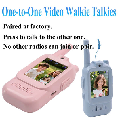 Kid's Video Walkie Talkie with Audio Message Sending and Photo Taking Long Range 2 Way Radio for Camping Christmas Gifts