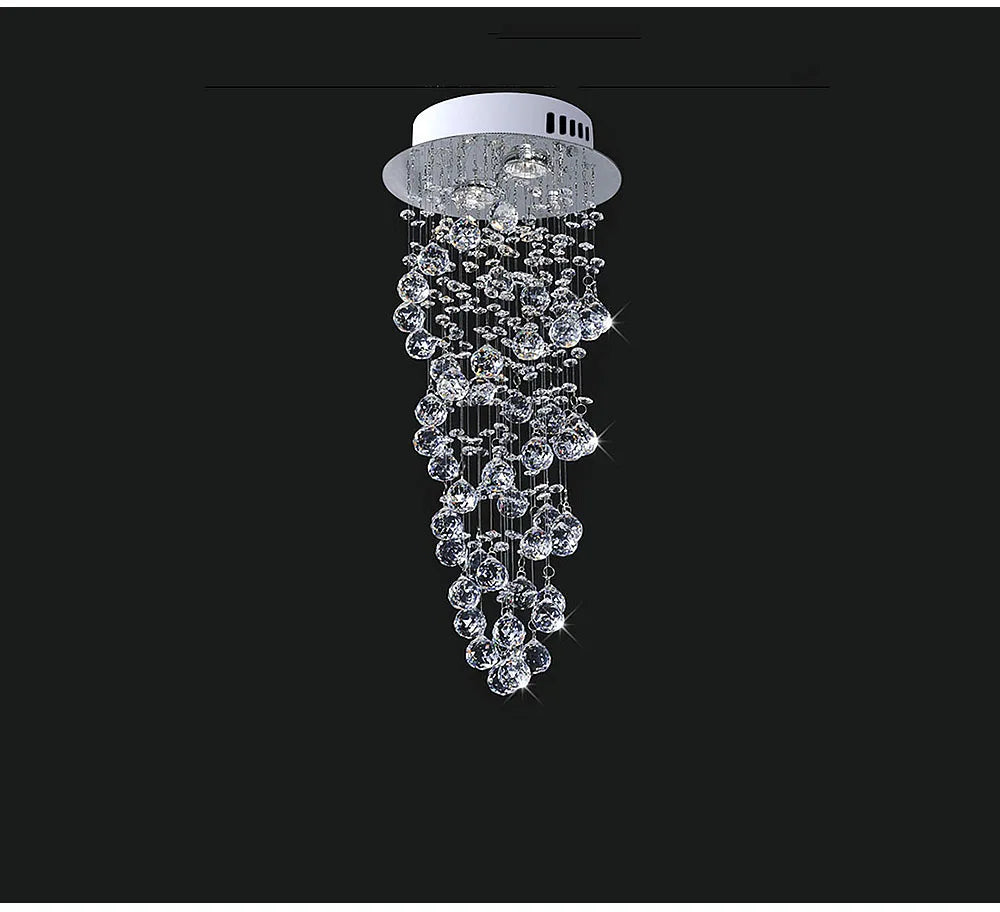 Modern Luxury Spiral Crystal Ceiling Fixture Long Cascading Crystal Design for Duplex Stairwell High Ceiling Home Lighting