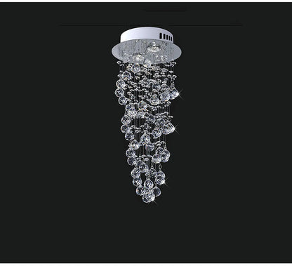 Modern Luxury Spiral Crystal Ceiling Fixture Long Cascading Crystal Design for Duplex Stairwell High Ceiling Home Lighting