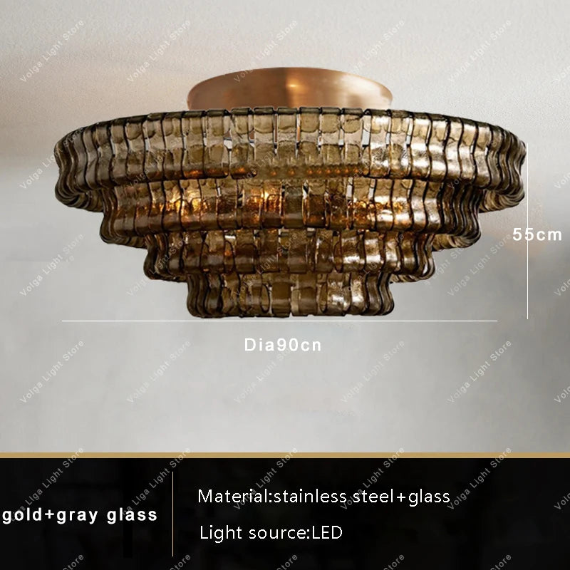 Glass Chandeliers Lights 2026 Classic Round Hanging Lamps for Ceiling Home Decoration Lighting Gold Lustres Lamparas De Teto