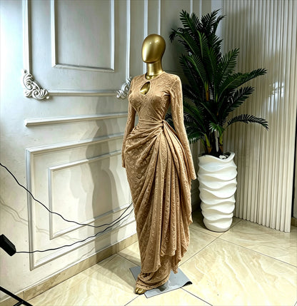 CM.YAYA Women O-neck Ribbon Ruched Long Sleeve Bodycon Maxi Long Dress 2026 Summer Sexy Birthday Party Vacation Trendy Dresses
