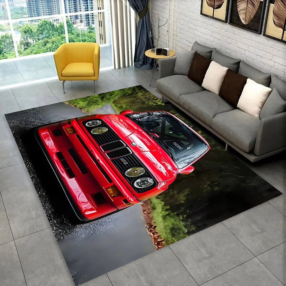 3D E36 Racing Car Motorcycle Rug Carpet for Living Room Bedroom Decor,kids Play Non-slip Decoration for Sofa Doormat Gift