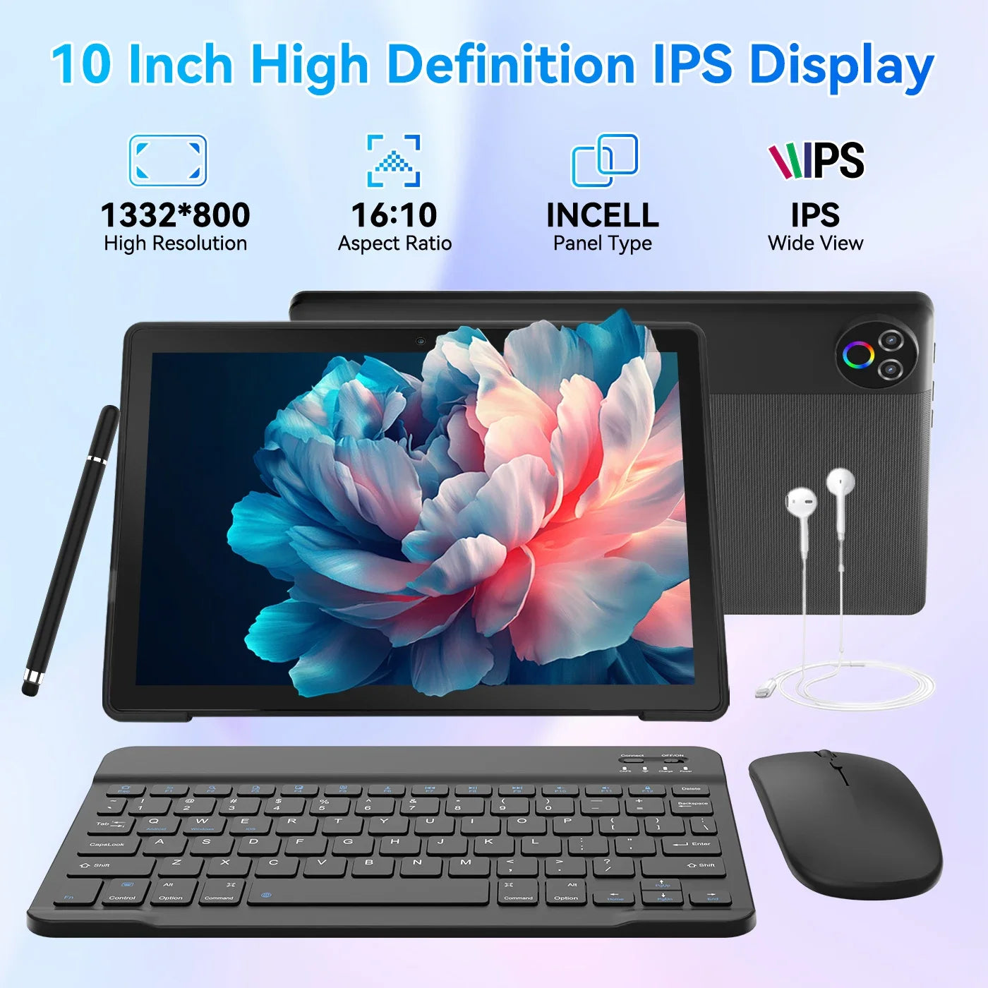 URAO 10 Inch Android 15 OS GMS Certified Tablets 1.8GHz 20GB RAM 64GB ROM 1TB Expandable HD IPS Touch Screen Dual Camera PC PAD